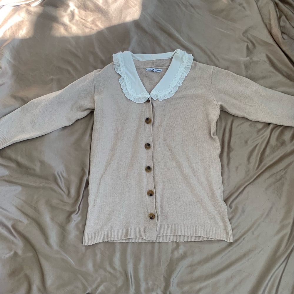 Buttoned Lace Collar Cardigan Dress